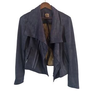 SW3 Bespoke Navy Blue Shimmer Moto Jacket Size Small